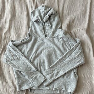 AERIE Cropped Gray Hooded Sweatshirt